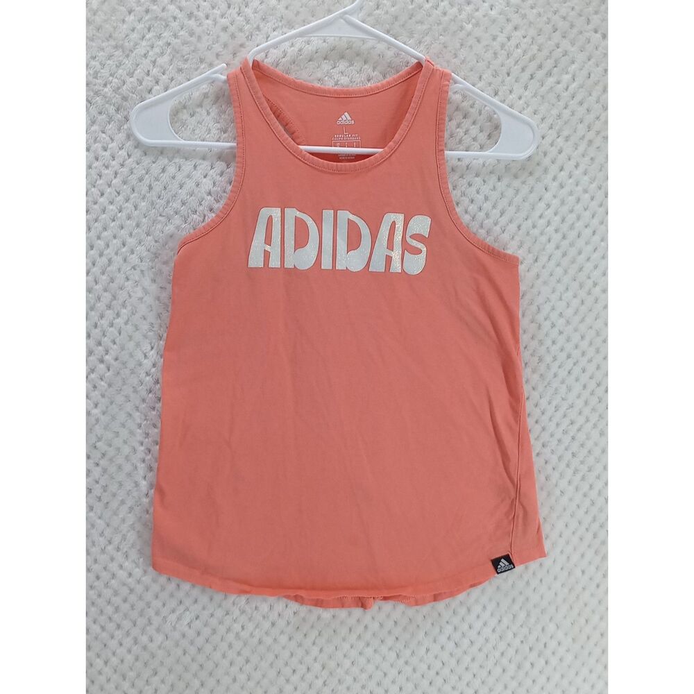 Adidas Big Girls' Back Tie Tank Coral Large Regular Fit